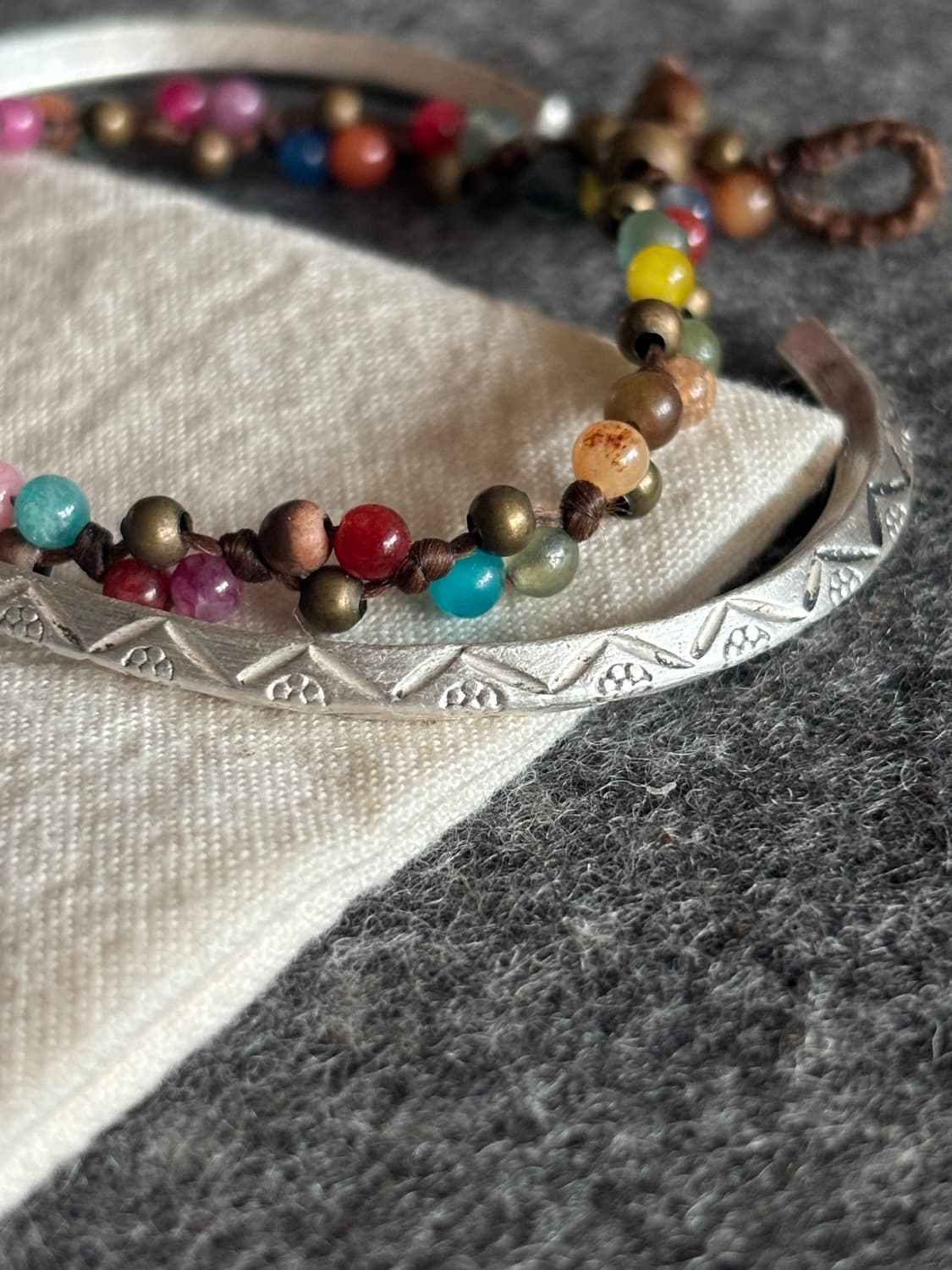 카렌실버 오픈 뱅글 팔찌 + 레인보우 젬스톤 팔찌(새상품) 상품이미지2