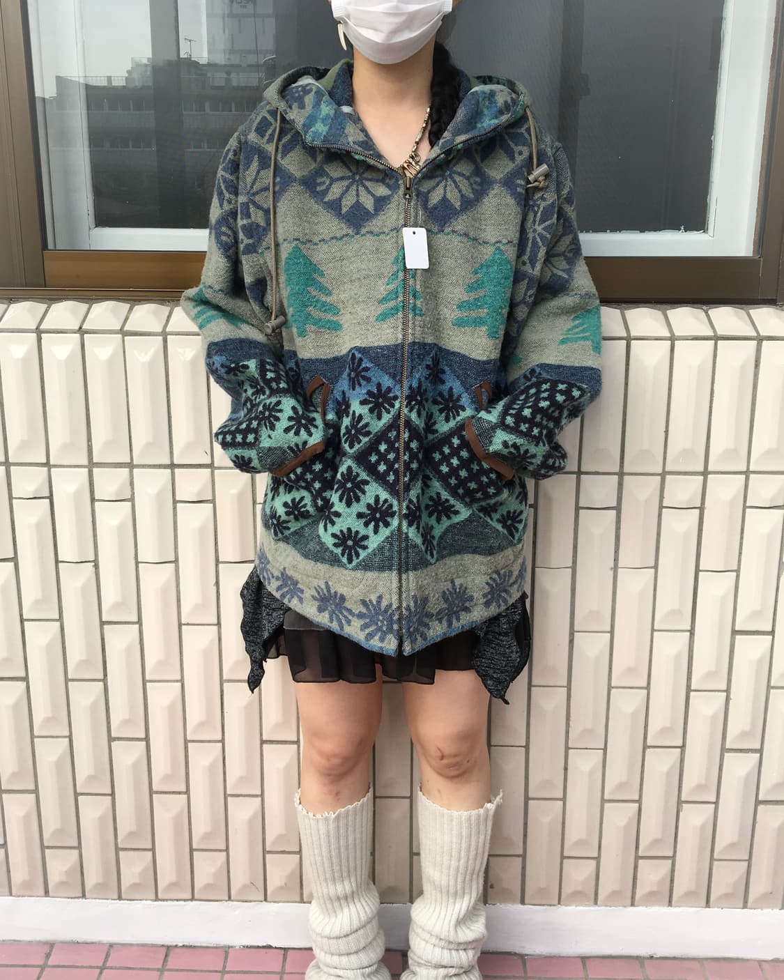 Snow pattern woolen hood jacket 상품이미지1