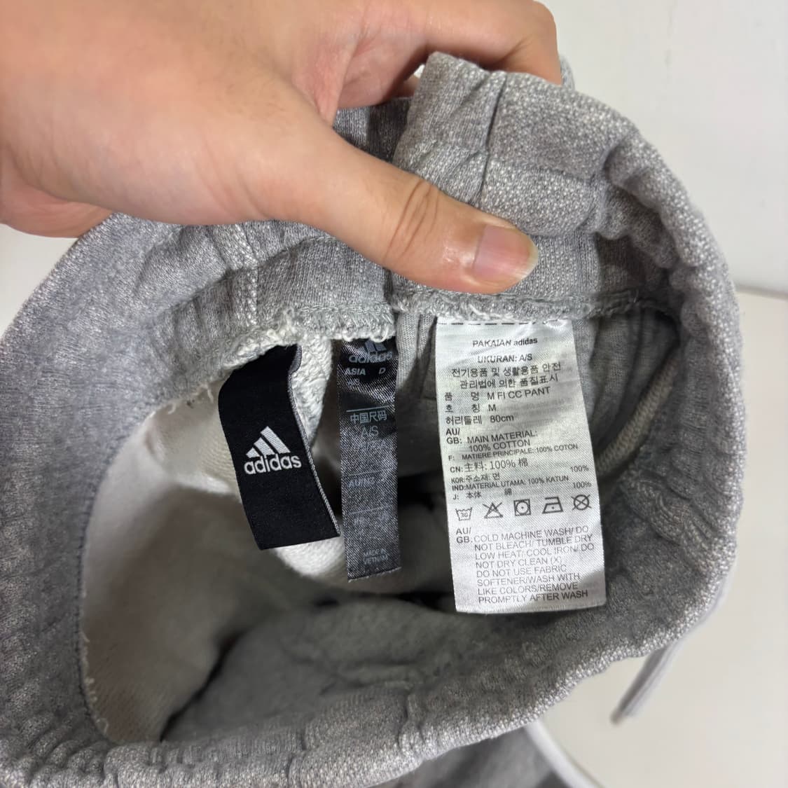 M 아디다스 그레이 기본로고 스웻코튼 조거팬츠 상품이미지5