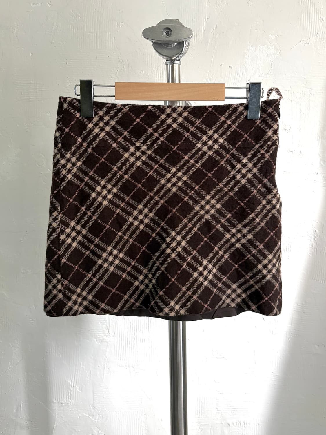 Burberry 버버리 블루라벨 브라운 체크 울 미니 스커트 상품이미지1