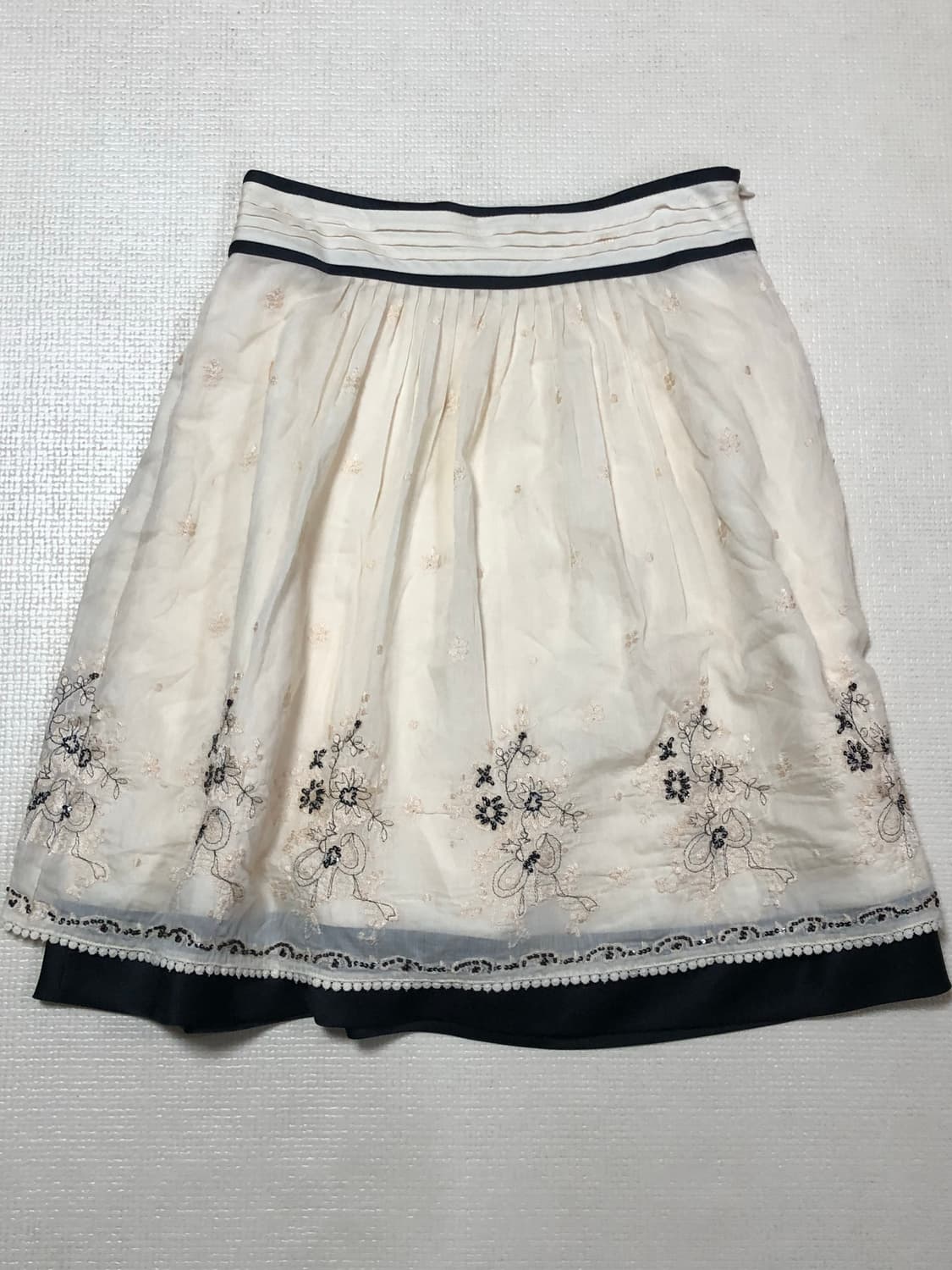 빈티지 화이트 플라워 미디 스커트 상품이미지7