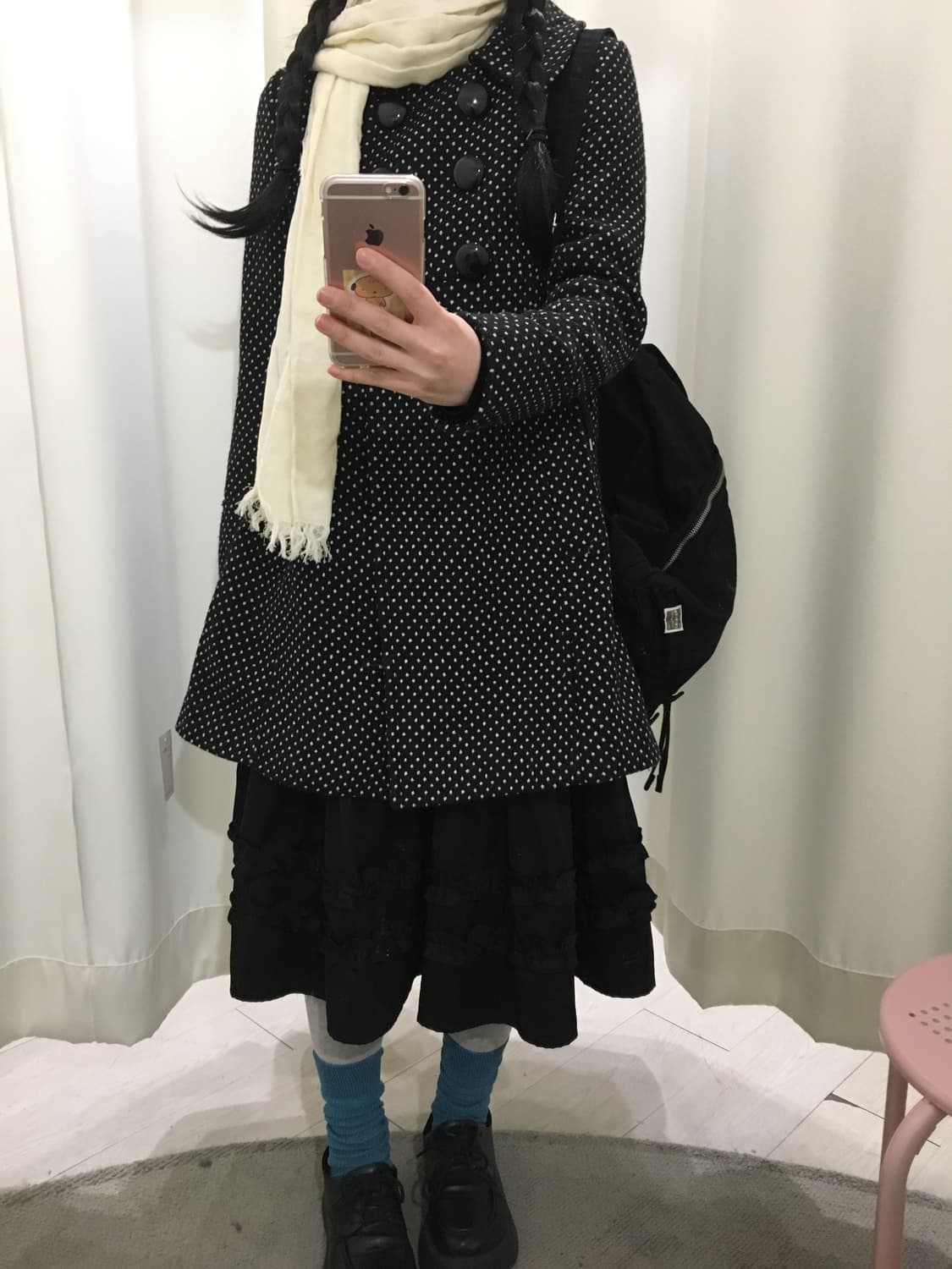 사와코 도트 더블 코트 상품이미지3