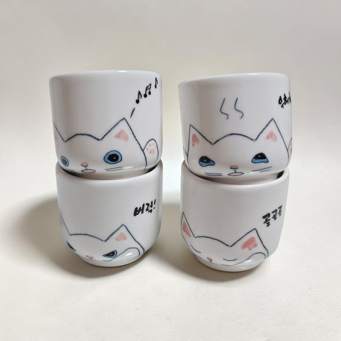 🍶 부뚜막고양이 핸드메이드 도자기 술병 술잔 5P 세트 상품이미지2