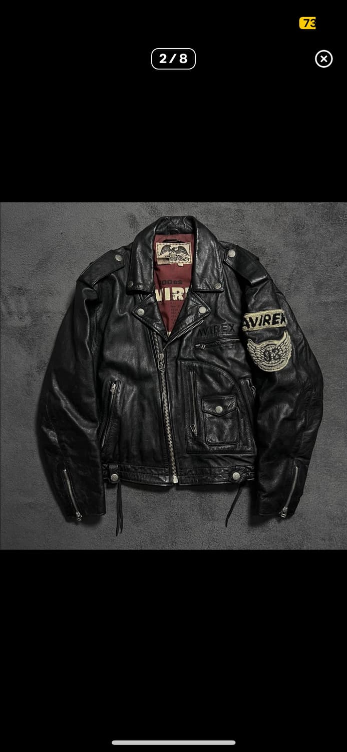 90's 아비렉스 소가죽 라이더 자켓 상품이미지2