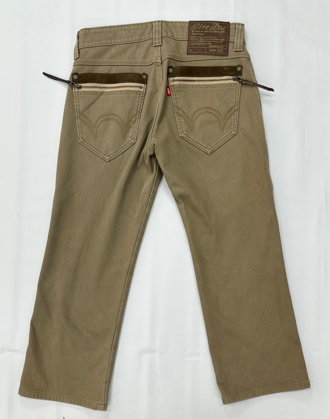 에드윈 체크 베이지 코튼 데님 팬츠 시티보이 아메카지 일본 빈티지 32 상품이미지4