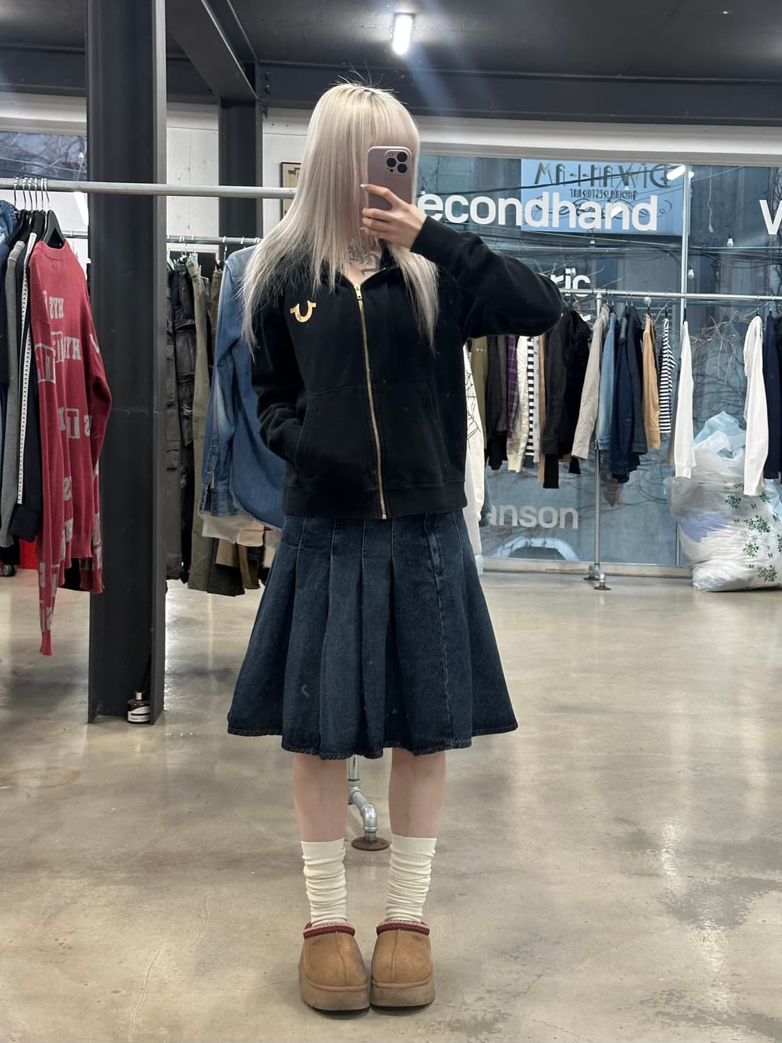 트루릴리전 블랙 후드 집업 상품이미지2