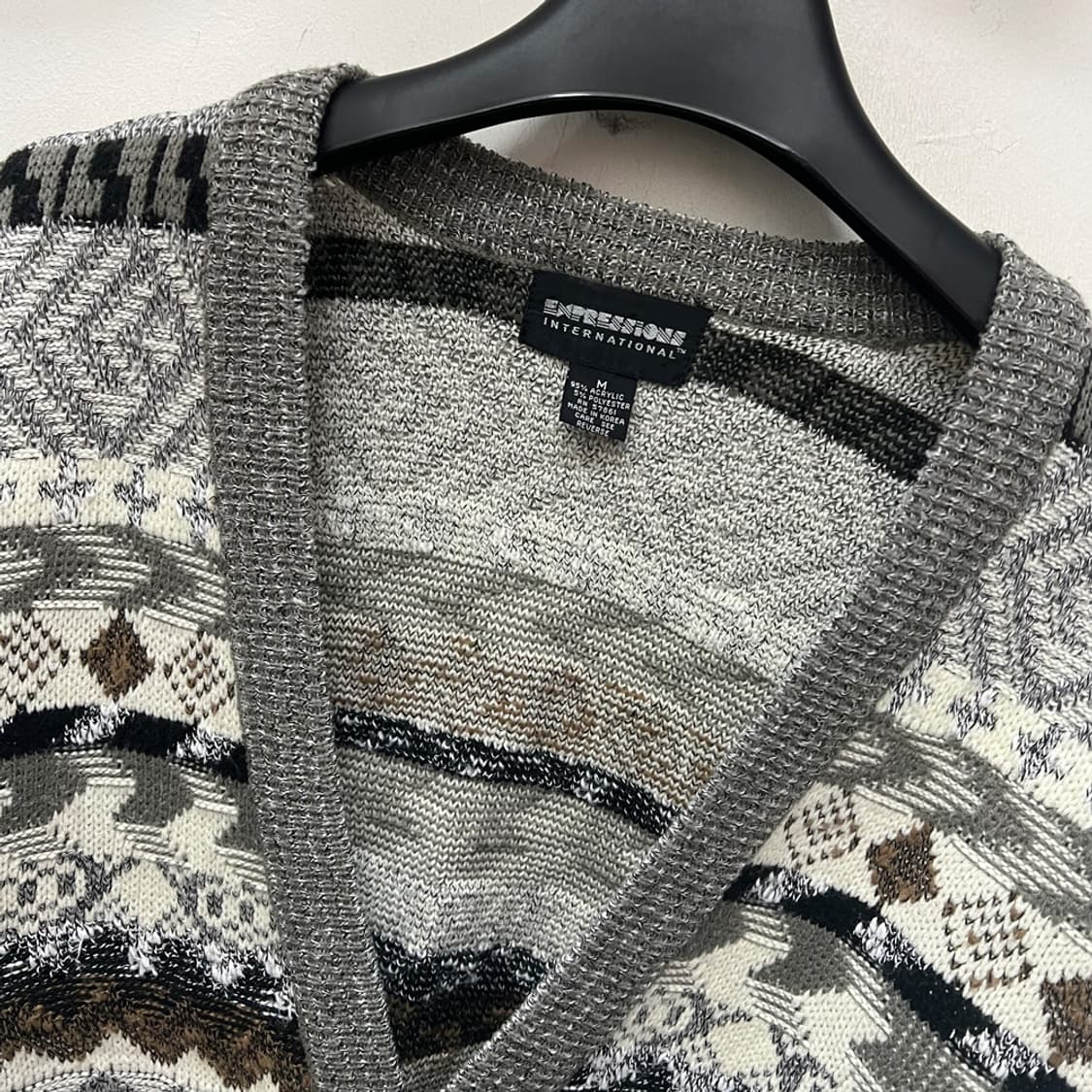90s VTG 빈티지 노르딕 니트 가디건 M 상품이미지3