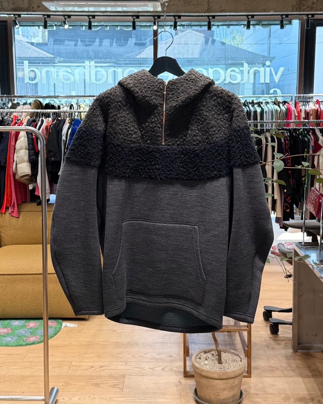 컬러 16aw 차콜 하프 집업 후디 상품이미지1