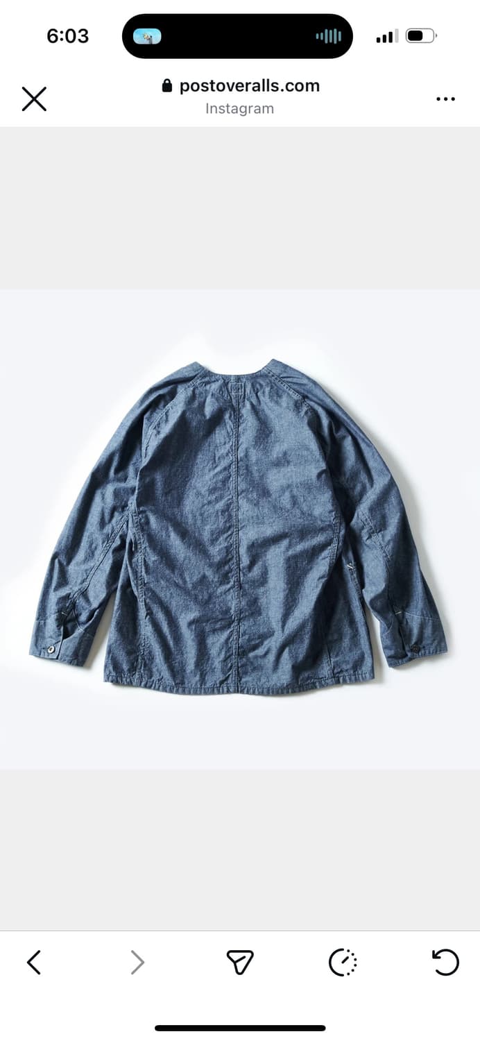 택포) 포스트오버롤즈 45dv 미디엄웨이트샴브레이 L사이즈 판매 상품이미지5