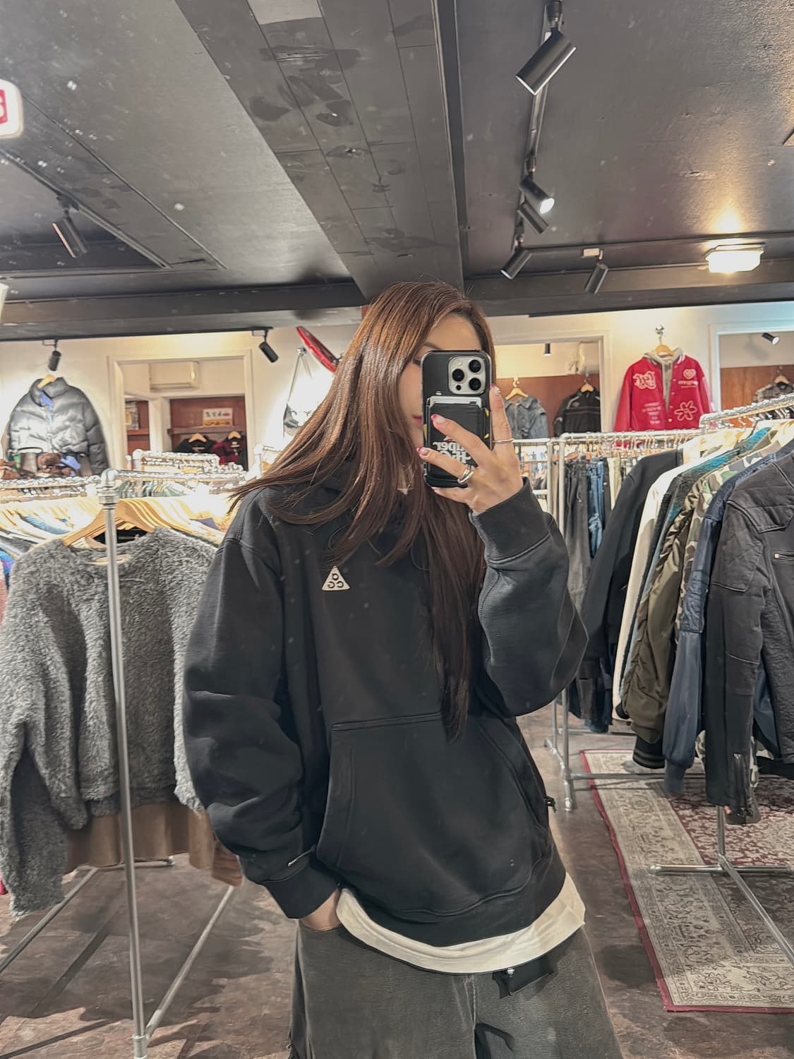 나이키 acg 로고 풀오버 기모 후드티 블랙 M 상품이미지8