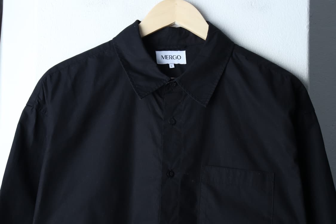(L-XL) 메르고 반팔 카라 티셔츠 셔츠 남방 무지 블랙-H31425 상품이미지3