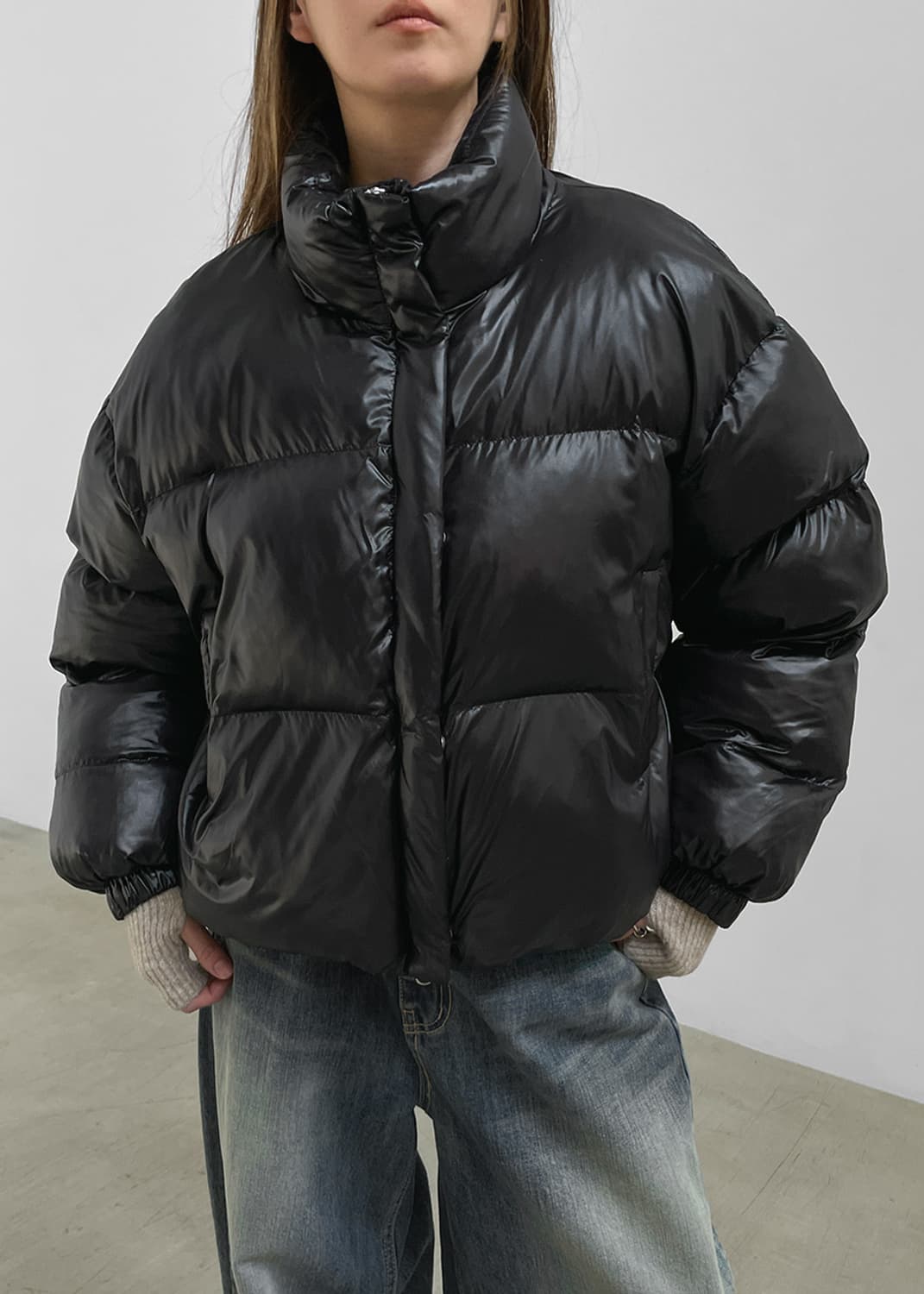 BLACKUP 블랙업 네프 샤이닝 크롭패딩 블랙 상품이미지6