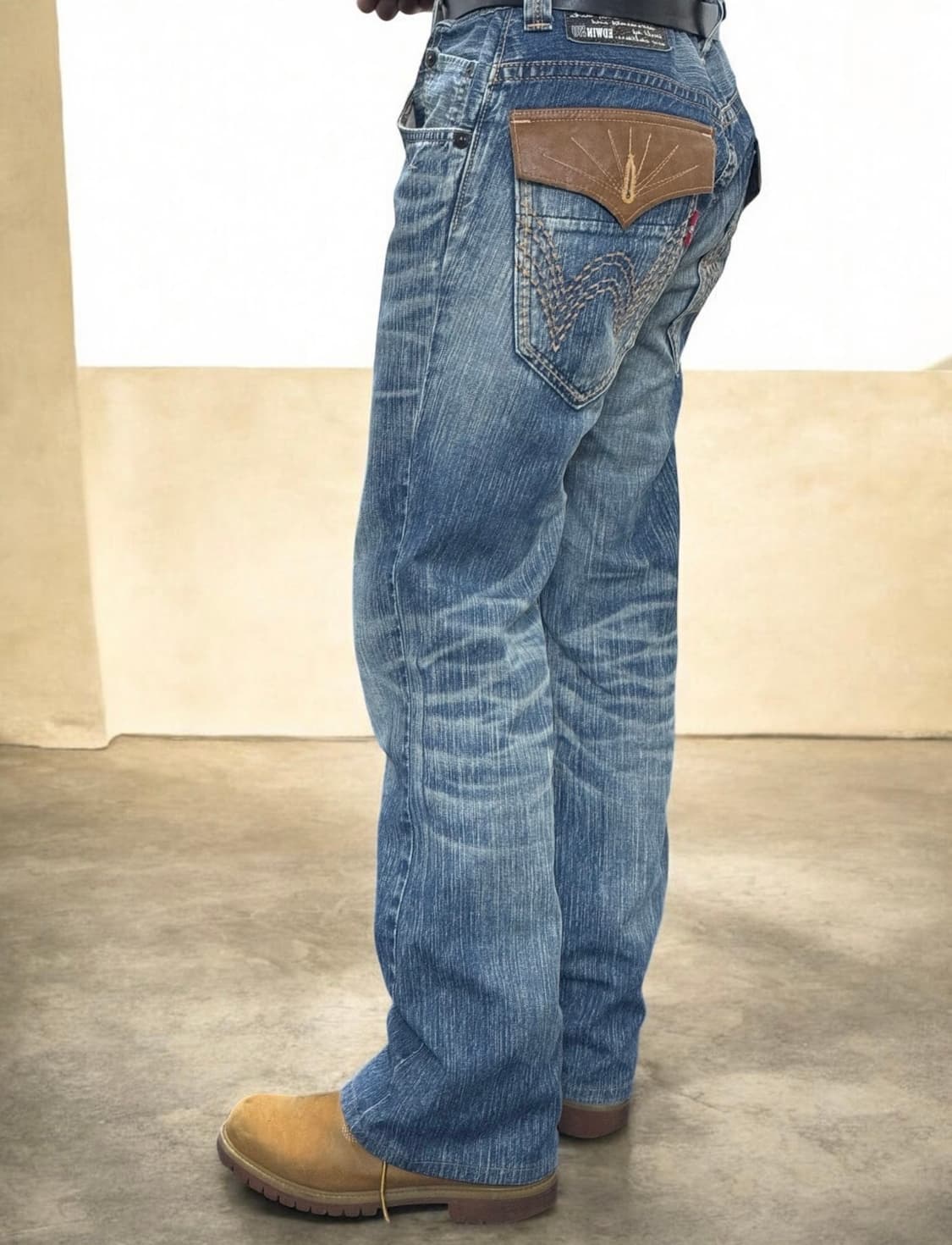 에드윈 웨스턴 레더 자수 디테일 워싱 데님팬츠 상품이미지6