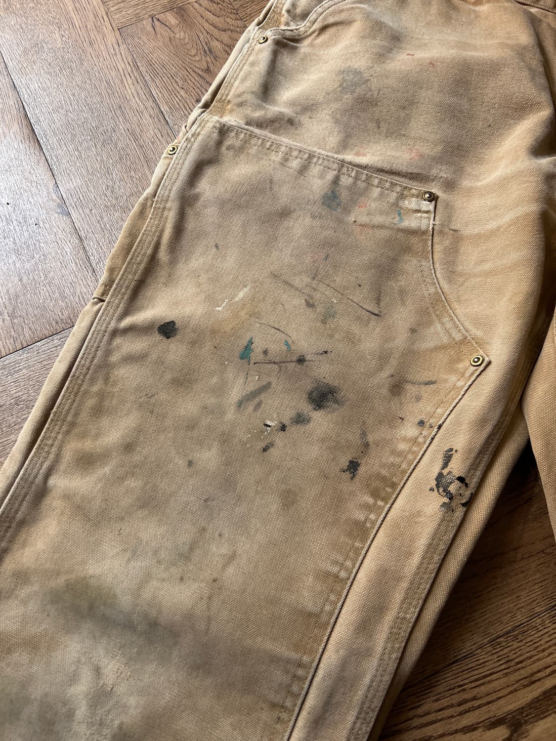 [36]칼하트 Made in USA 더티 페이딩 브라운 더블니 워크 팬츠 상품이미지4