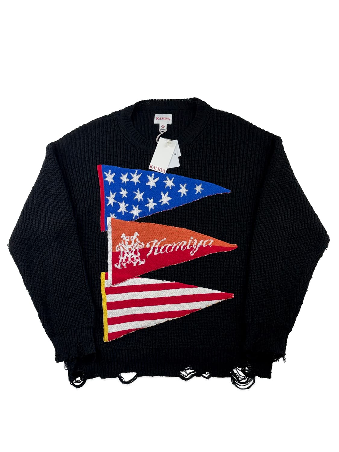 카미야 쓰리 프래그 니트 풀오버 블랙 상품이미지1