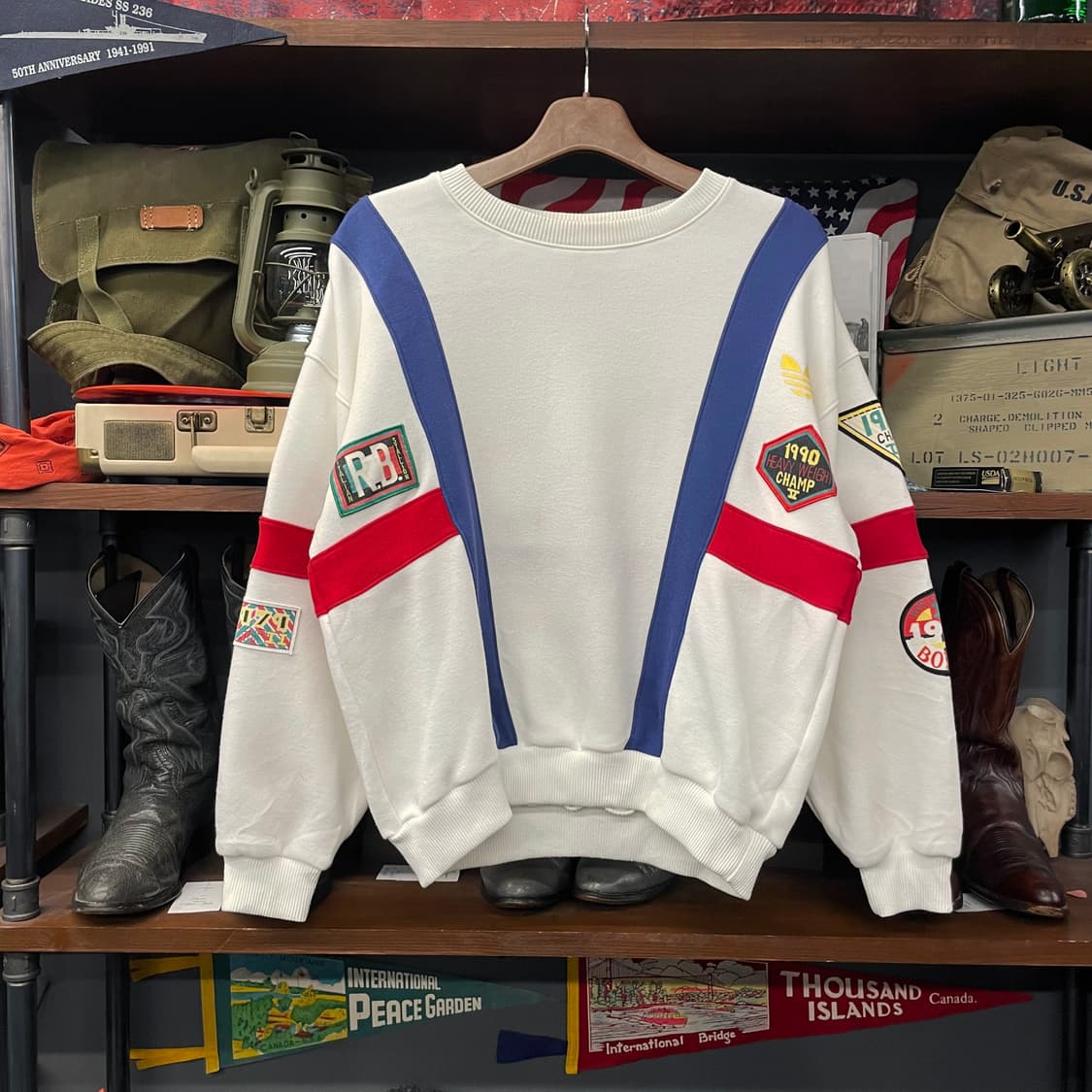 90s 아디다스 USA 복싱 클럽 패치 로고 맨투맨 스웻 셔츠 상품이미지2