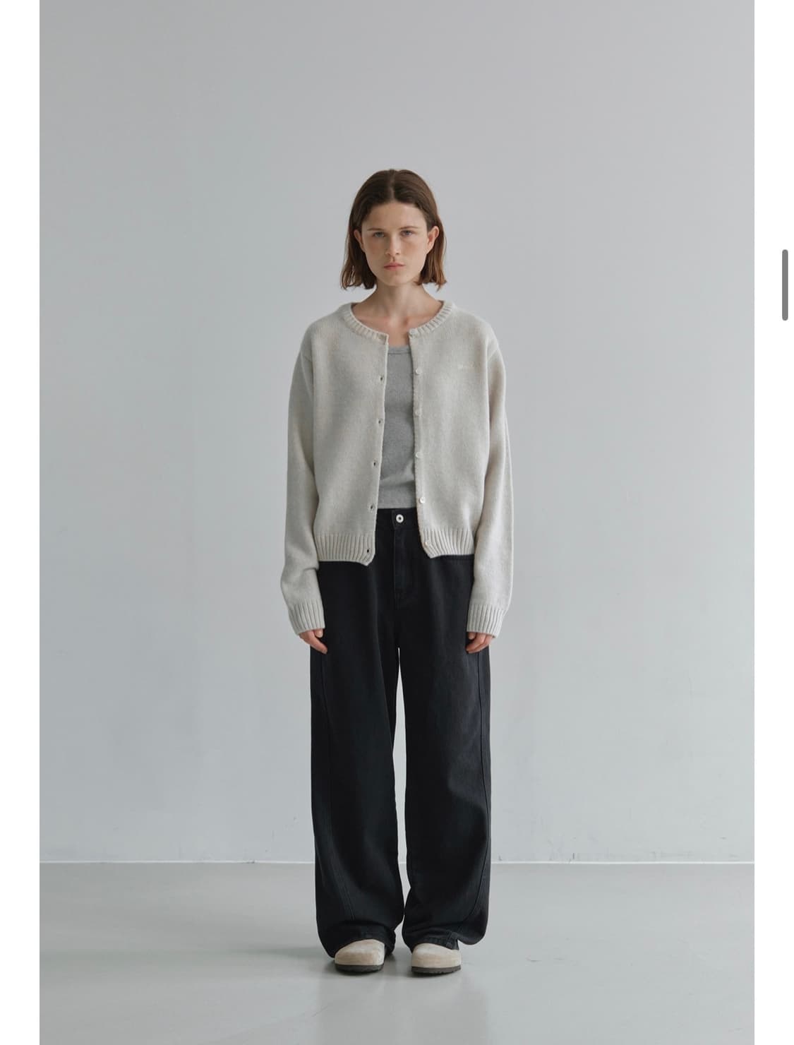 코어드 베이비 알파카 가디건 오트밀 상품이미지3