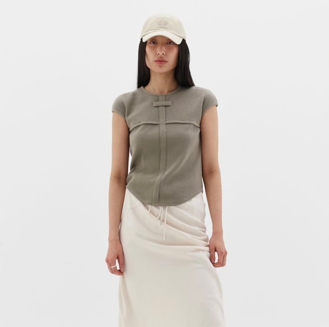  FRONT PATCH T-SHIRT - KHAKI 상품이미지1