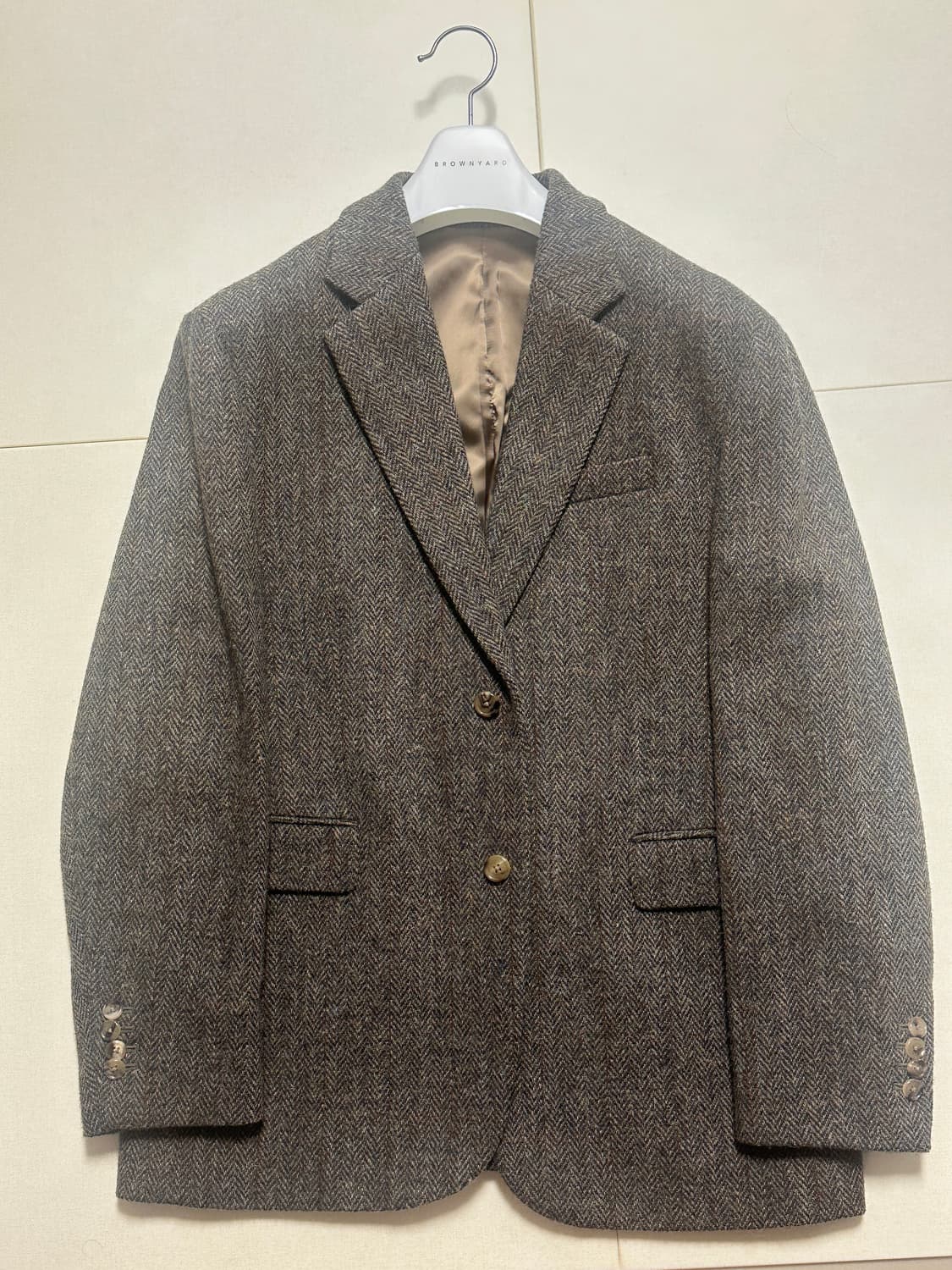 [새상품 1] 브라운야드 해리스트위드 테일러드자켓 올리브 상품이미지2