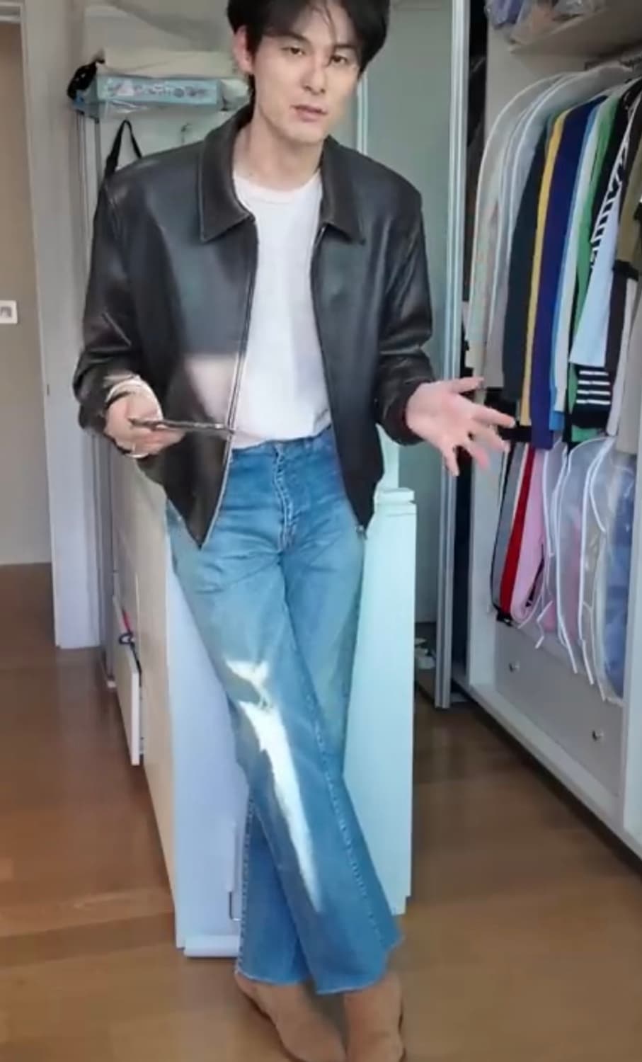 렉토 24FWV 벤 슈렁큰 램스킨 레더 점퍼 가죽자켓 다 크브라운 상품이미지5