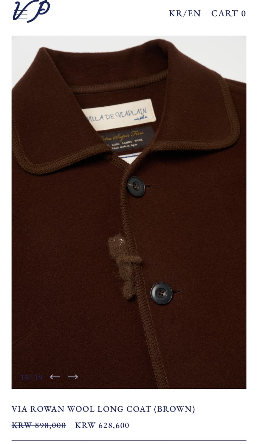 Viaplain VIA ROWAN WOOL LONG COAT (BROWN 상품이미지4