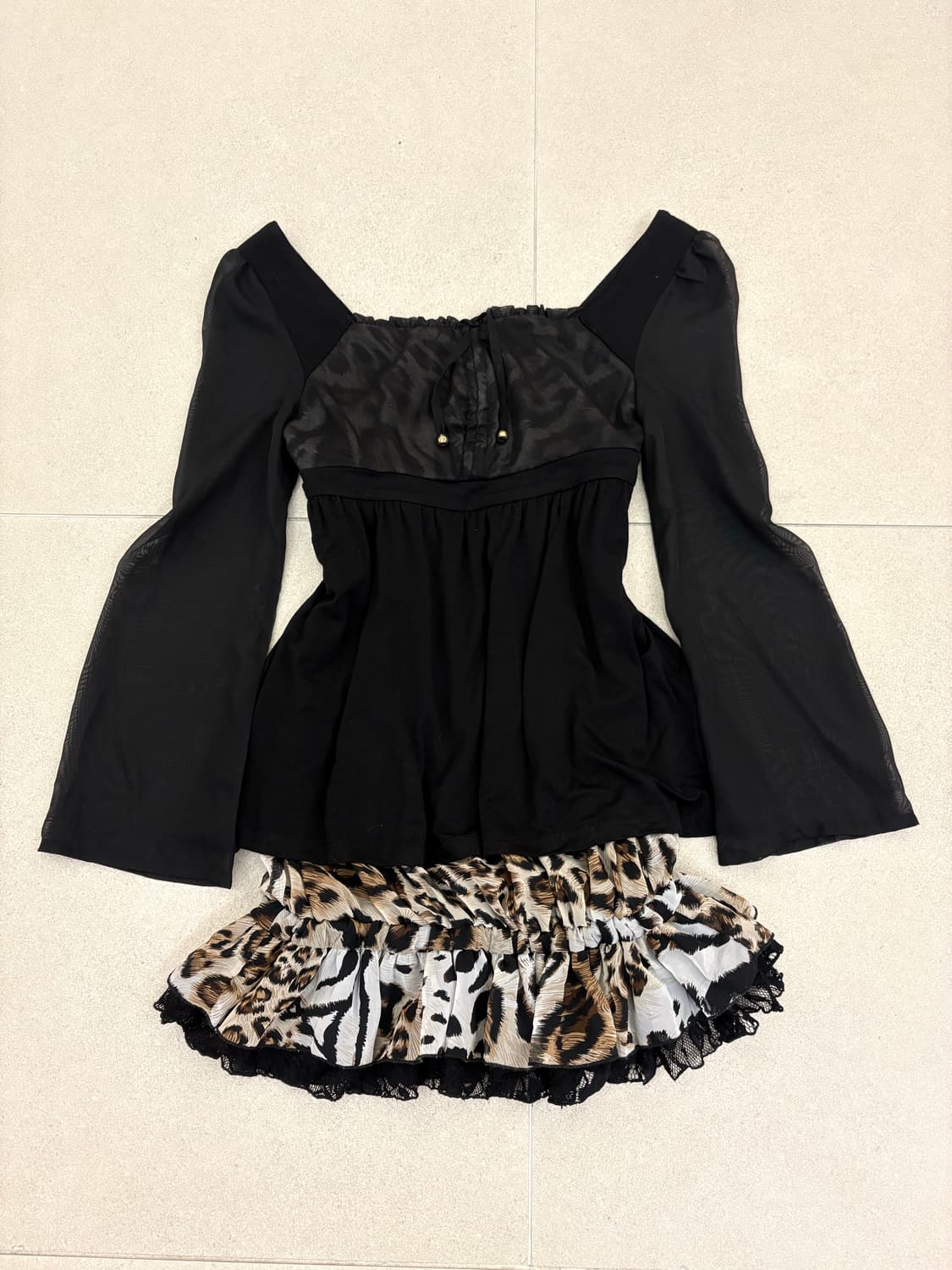 블랙 레오파드 시스루 원피스 상품이미지1