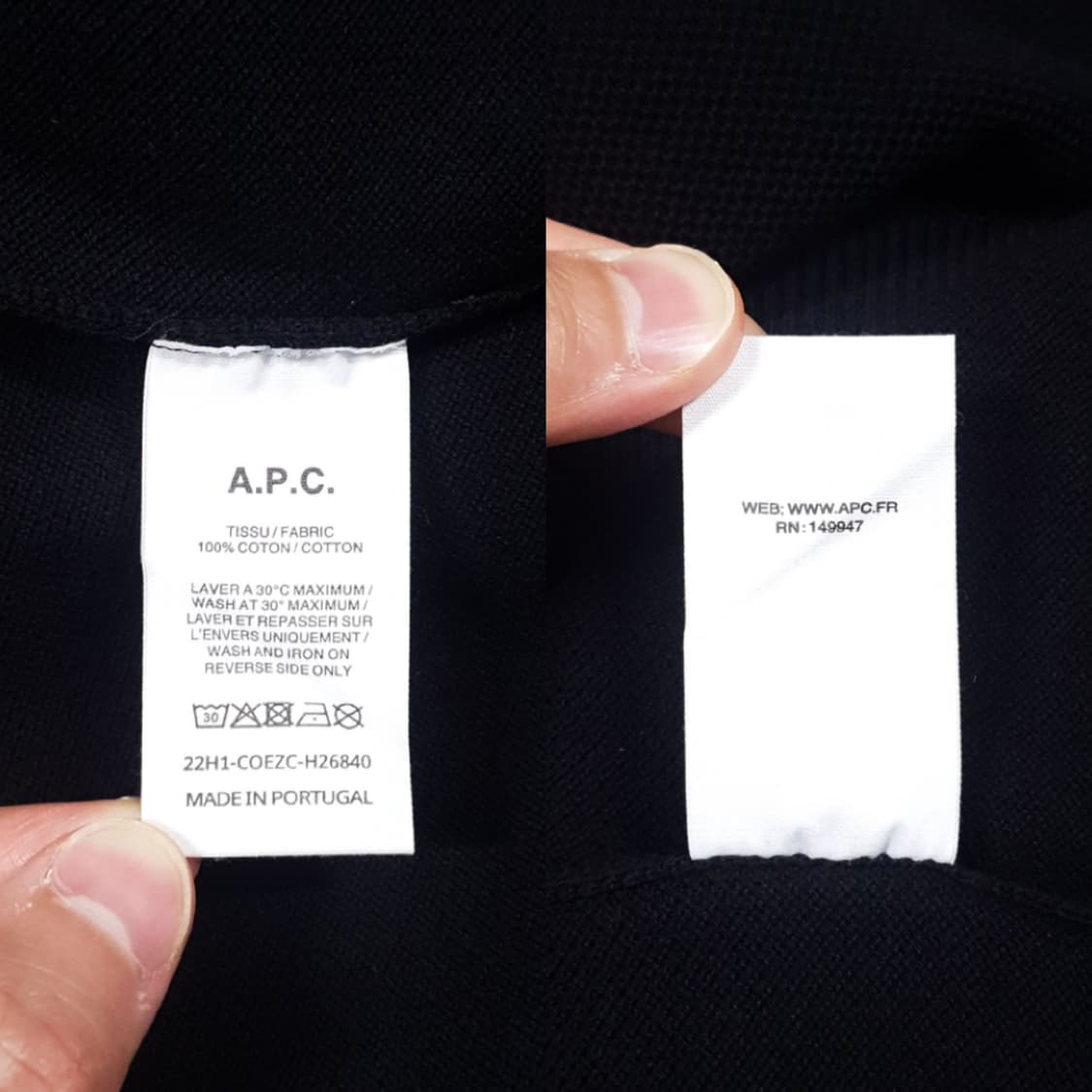 A.P.C 아페쎄 반팔 니트 카라티 폴로 피케 셔츠 스웨터 블랙 L 상품이미지6