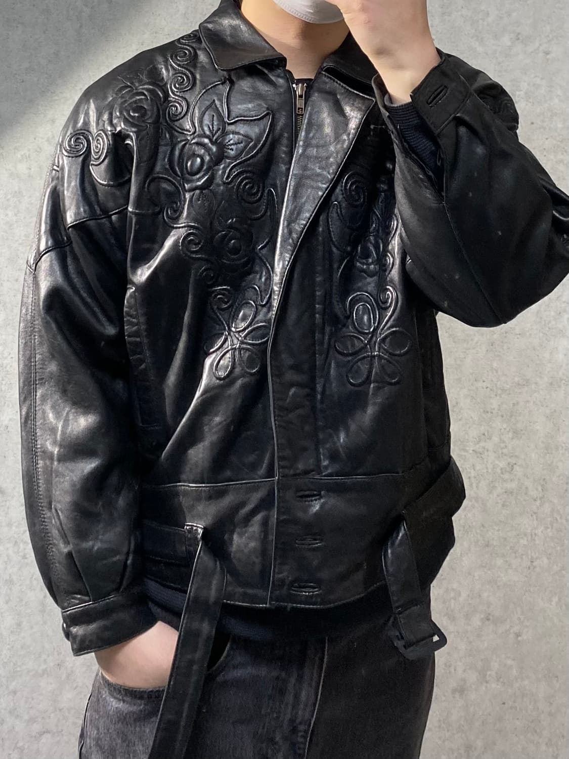 [M] 90s Vintage 빈티지 패턴 리얼레더 자켓 상품이미지9