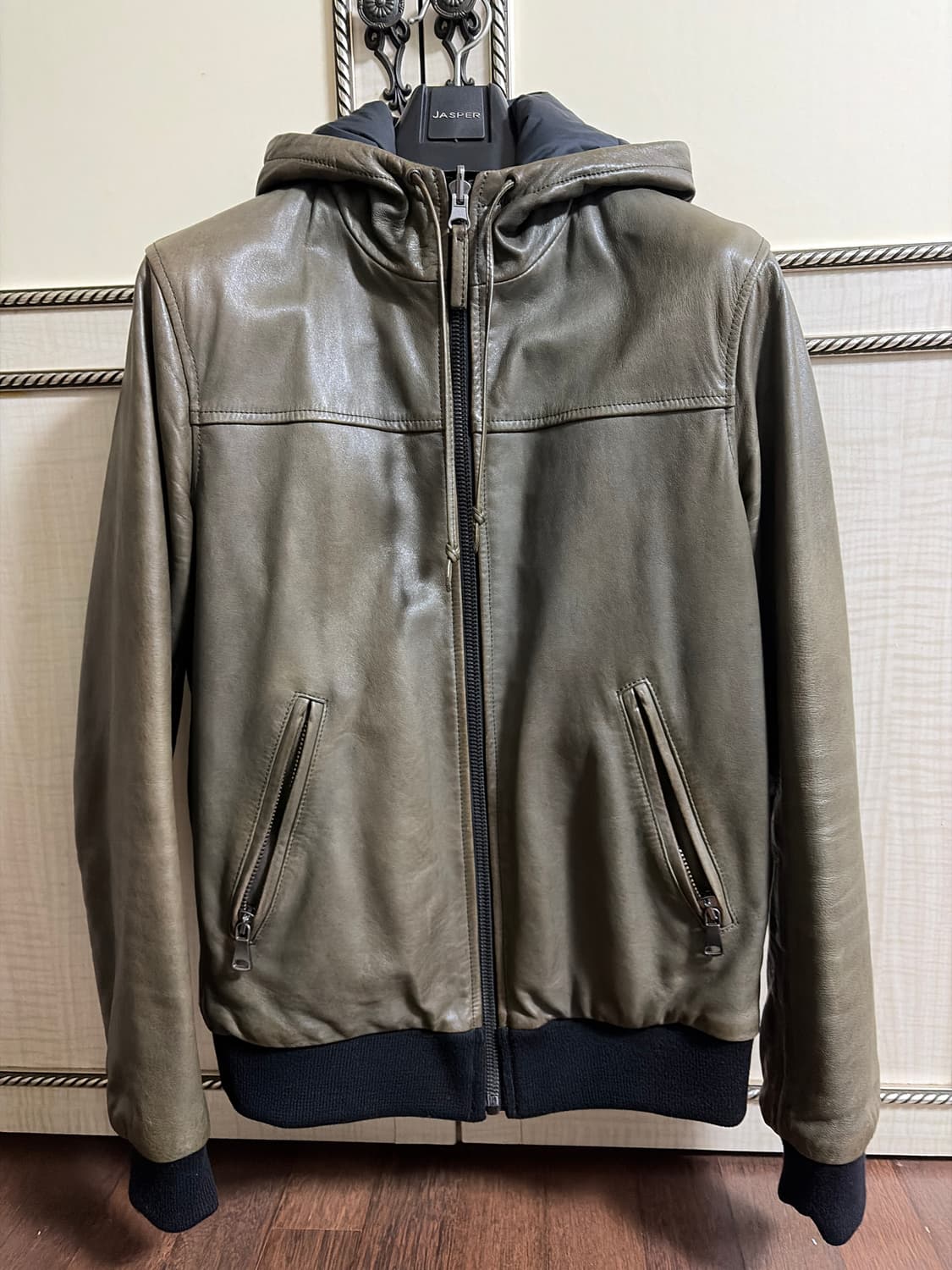 가렛 후드 가죽점퍼 상품이미지1