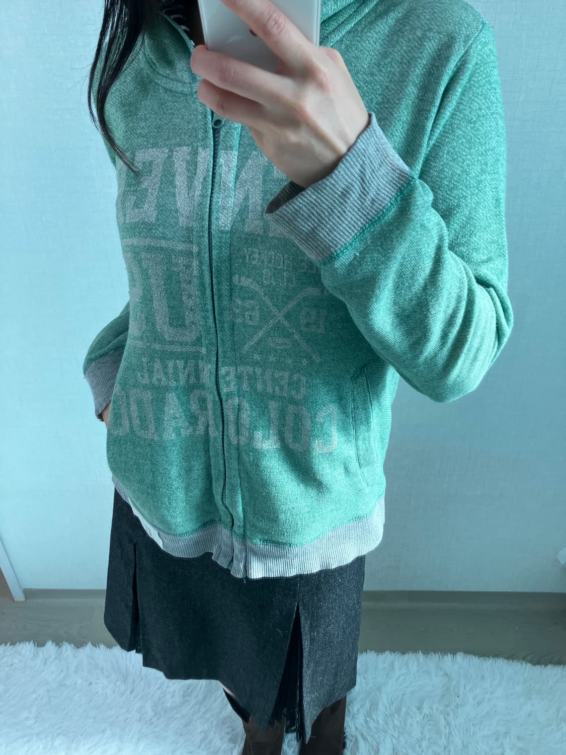 jpn vintage 민트 레터링 후드 지퍼 y2k 스트릿 갸루 펑키 상품이미지4