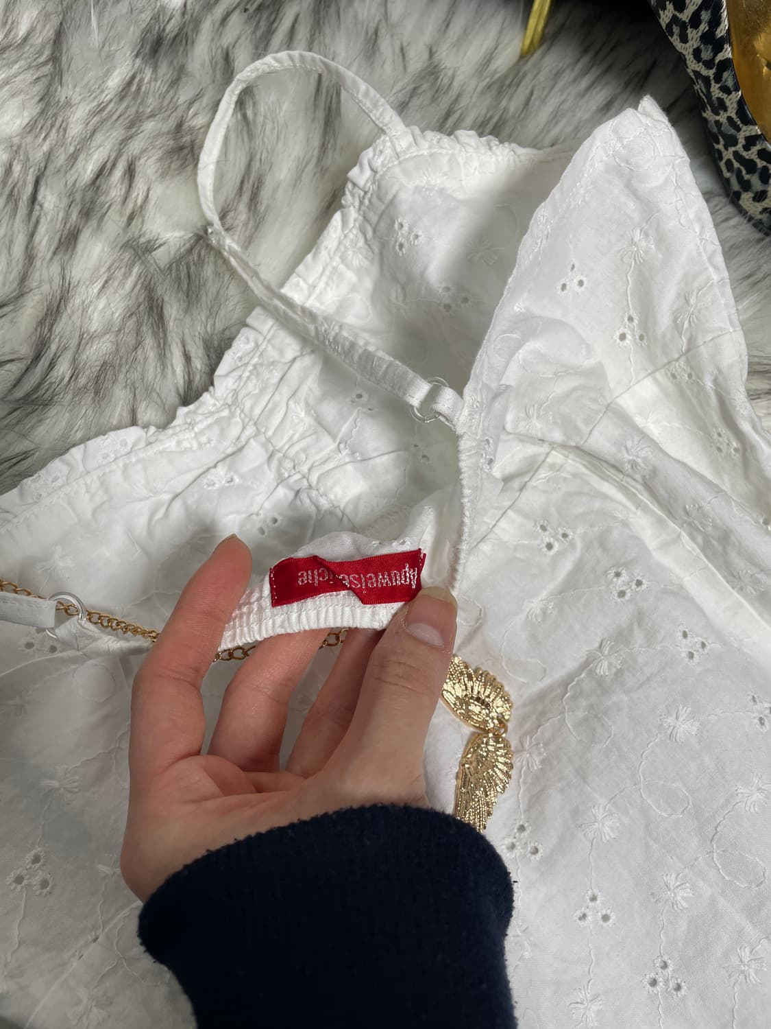 러블리 데님 프릴 베스트 펀칭 나시 세트 (2pcs) 상품이미지6