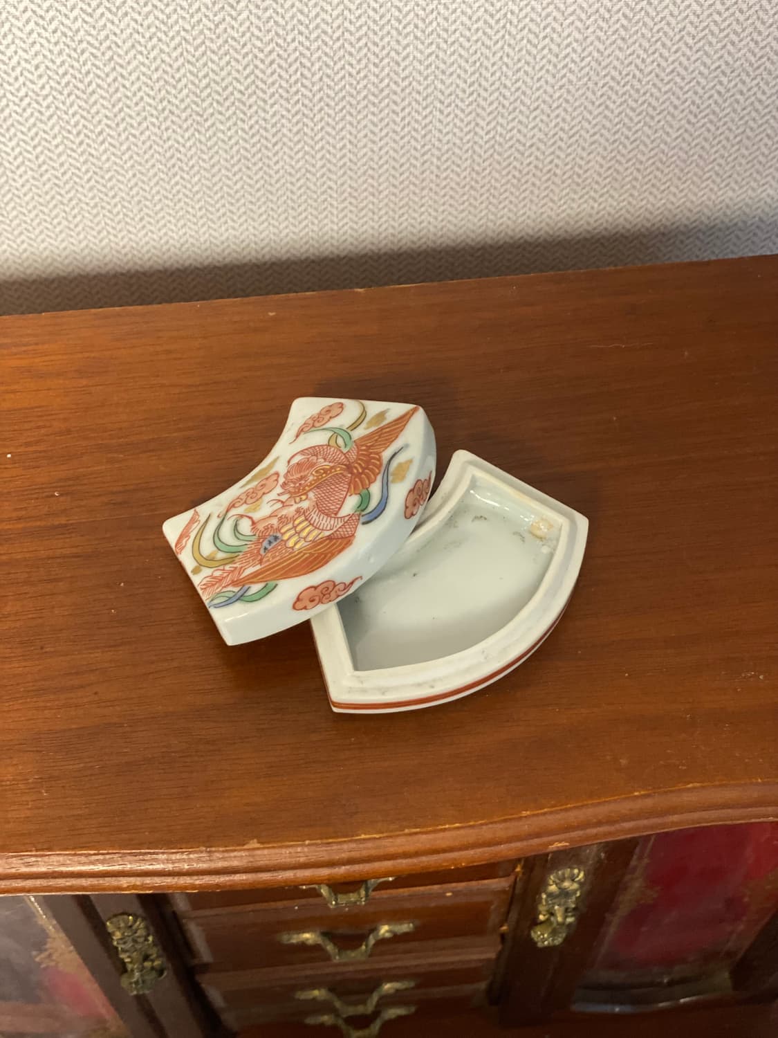 빈티지 일본 도자기 봉황 그림 합 상품이미지3