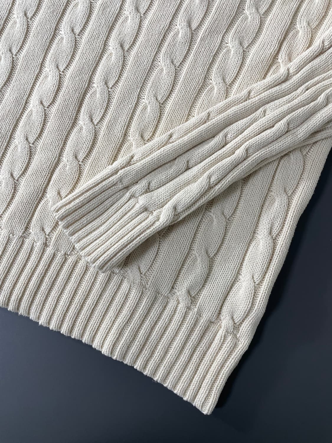 [M] 폴로 랄프로렌 여성 코튼 케이블 꽈배기 브이넥 니트 스웨터 상품이미지5