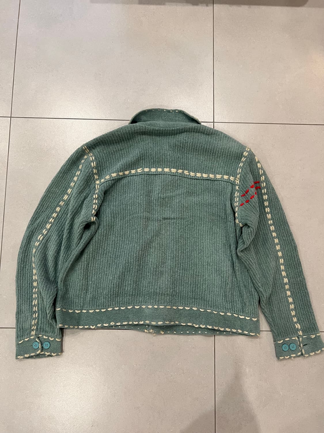 핑거린 스티치 트러커 니트 가디건 민트 s 상품이미지4