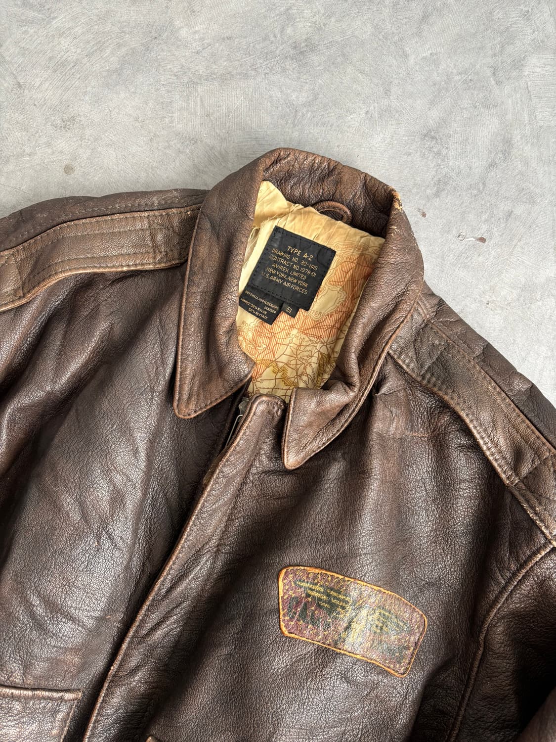 Avirex 아비렉스 80s A-2 브라운 레더 자켓 상품이미지3