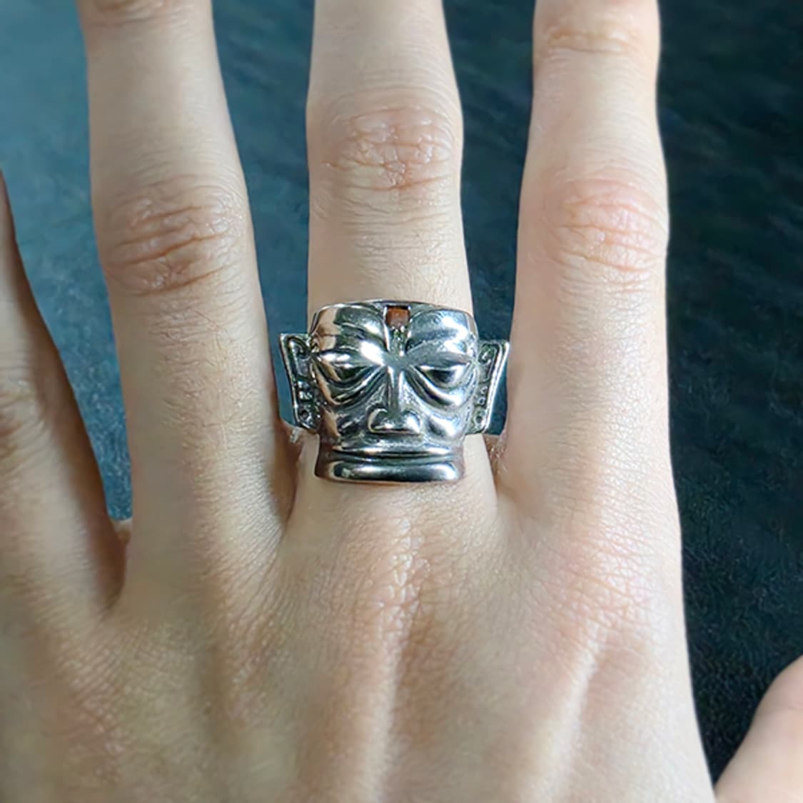 Effigy 실버 남자 엔틱 빈티지 명품 석상 부족 얼굴 반지 상품이미지7
