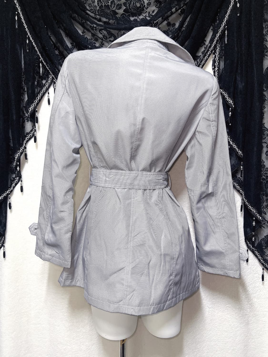 잔스트라이프 그레이 트렌치 코트 자켓 오네갸루 로맨틱 로걀 펑크 핀터 상품이미지8