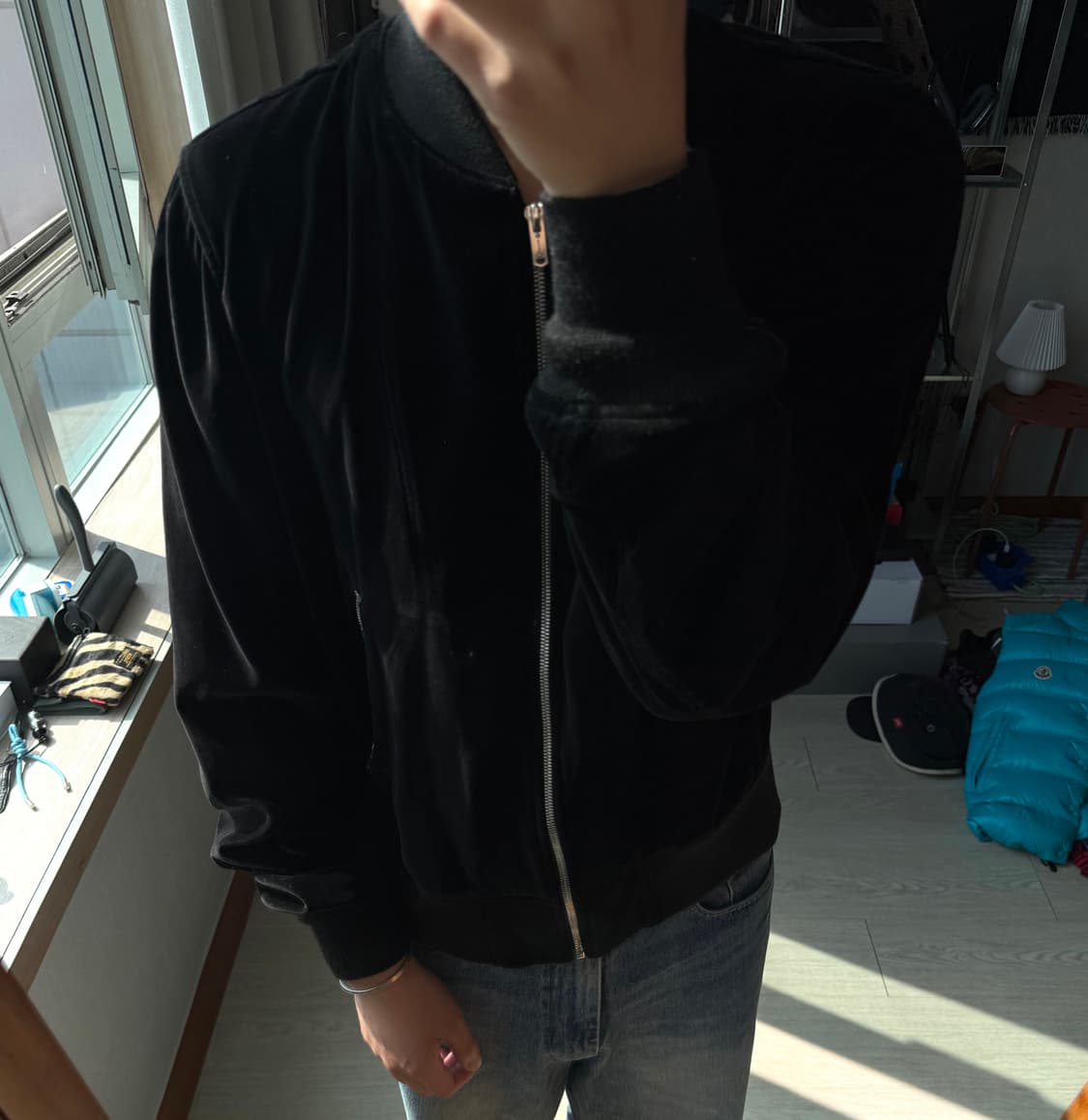 더 레터스 벨벳 블루종 자켓 상품이미지3