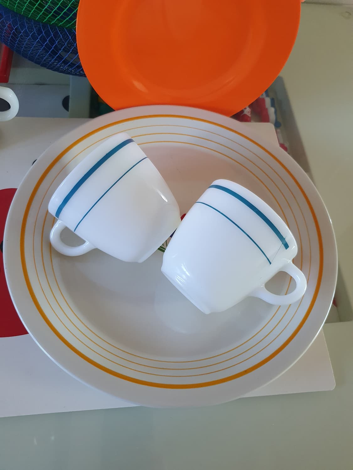 빈티지 앵커호킹 블루밴드 스트라이프  머그 2pcs 상품이미지1