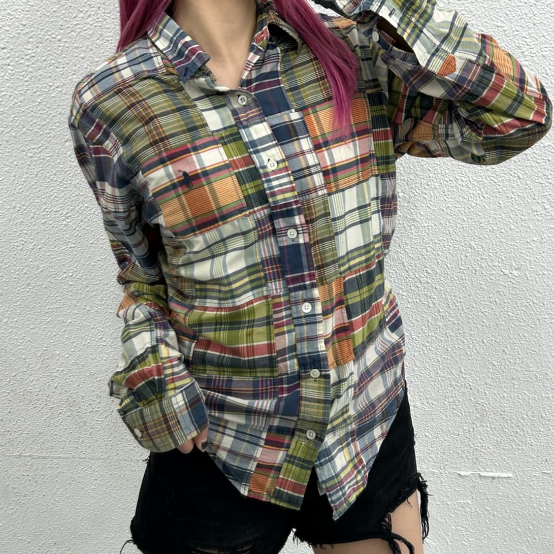 폴로 랄프로렌 체크 린넨 셔츠 M 상품이미지1