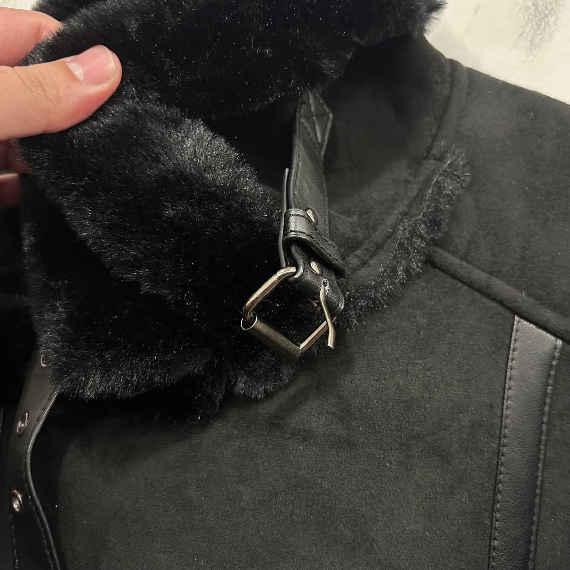 핸드메이드 스웨이드 밍크 모헤어 사선 무스탕 상품이미지4