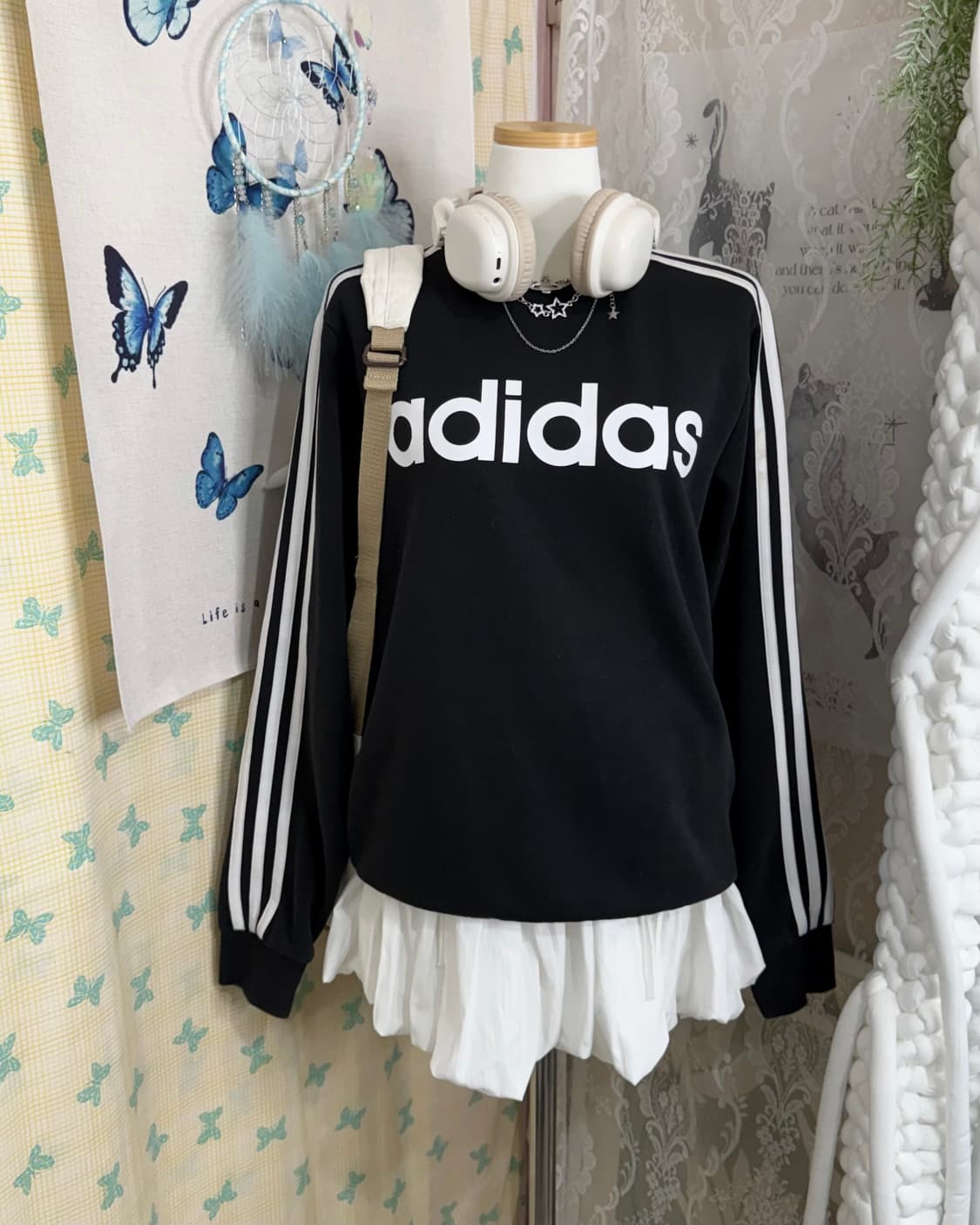 아디다스 블랙 빅 로고 맨투맨 상품이미지2