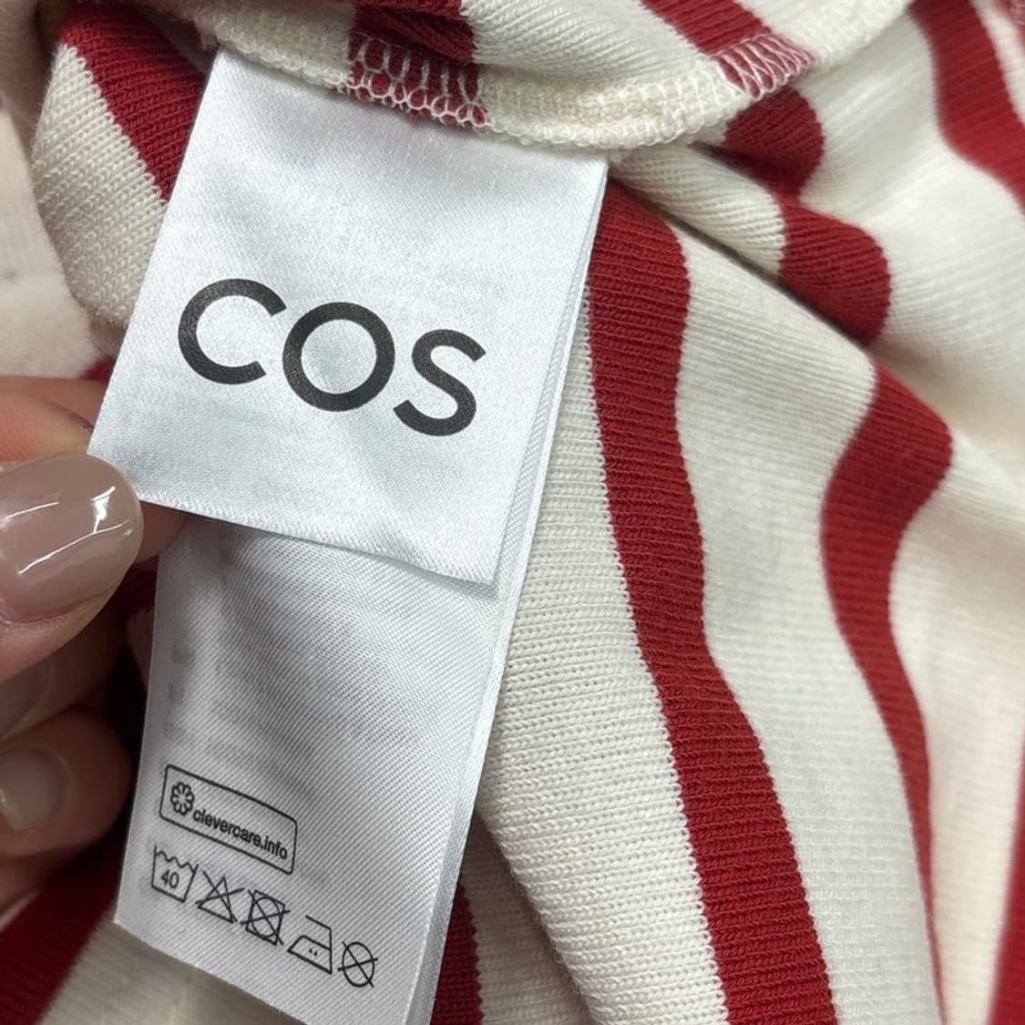 COS 레드 화이트 스트라이프 보트넥 긴팔 티셔츠 L 상품이미지5