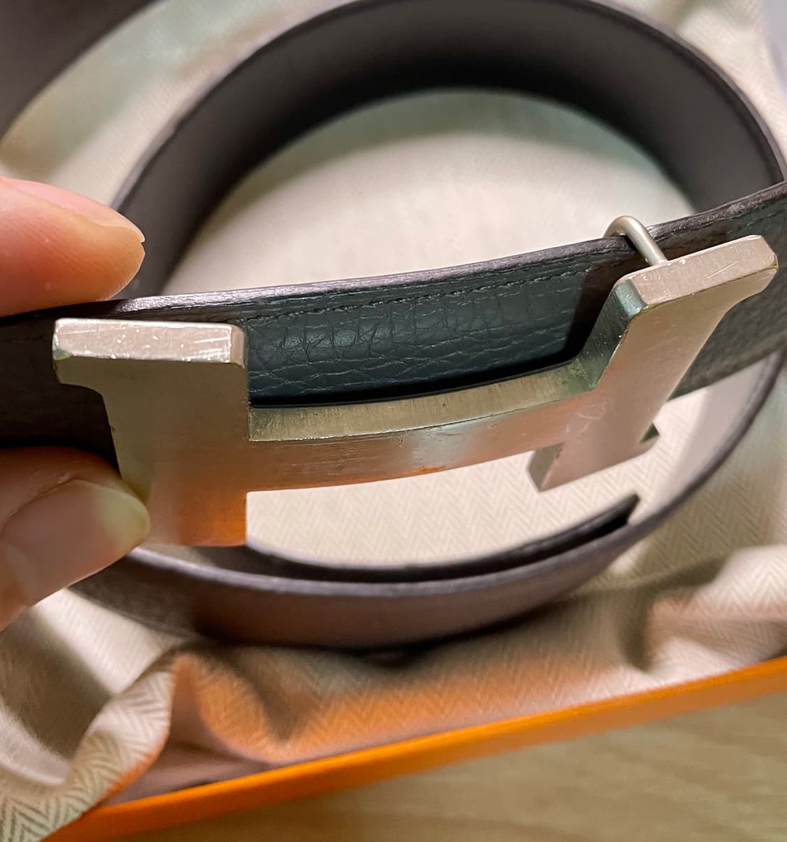 에르메스 H 남성용 가죽벨트 90 중고품 양면가능 상품이미지4