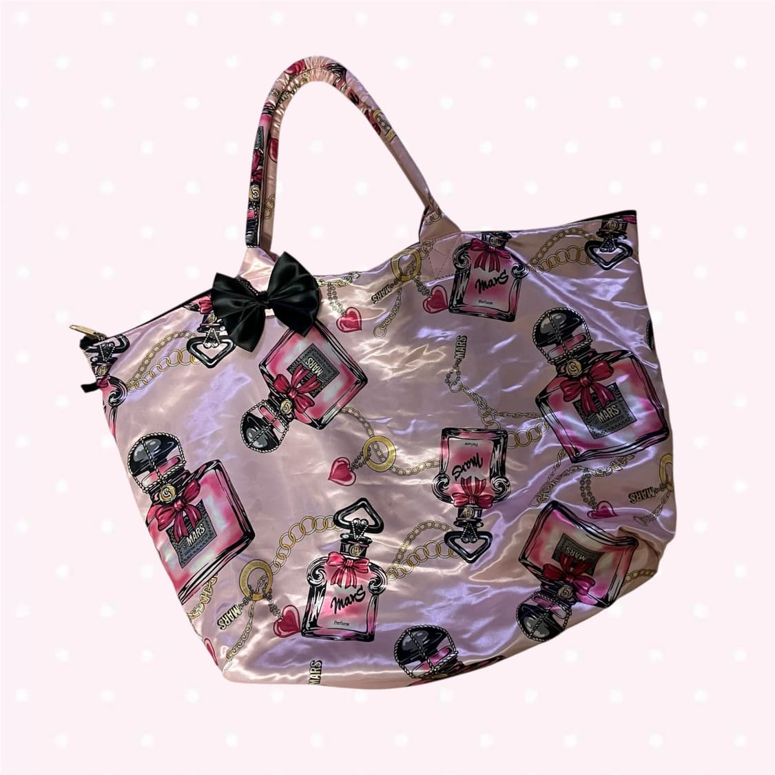 Ma*rs 갸루 퍼퓸 핑크 새틴 빅 숄더백 히메오네 핀터깔 헤이세이 상품이미지1