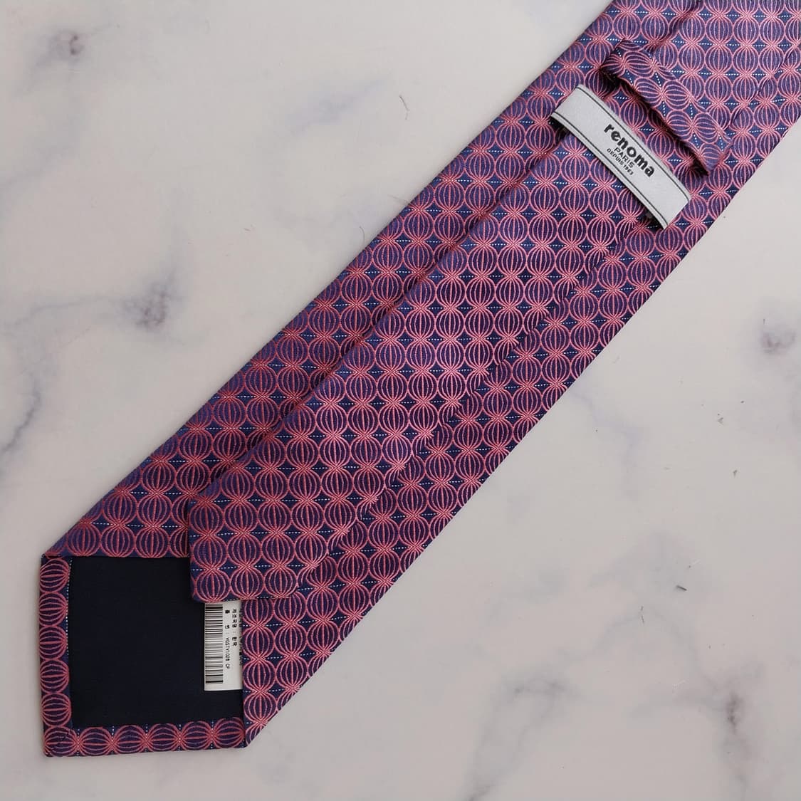 레노마 실크 핑크 서클 패턴 넥타이 8cm A+등급 K2383 상품이미지8