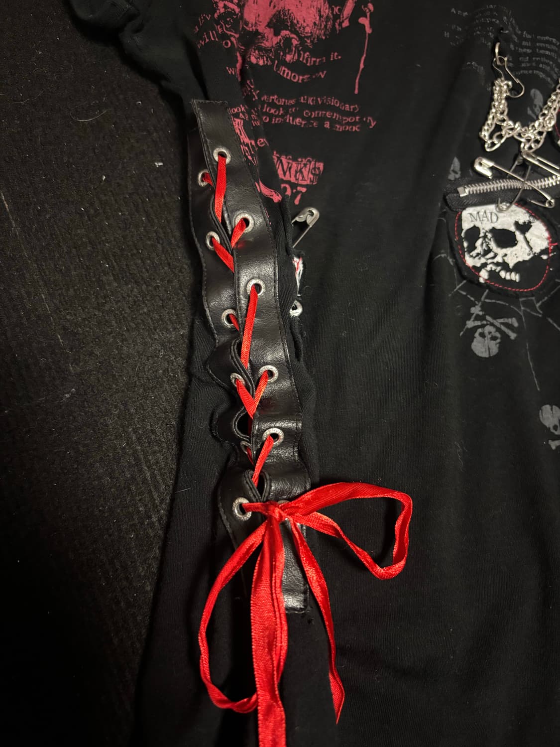 매드펑크 언발란스 리본디테일 티셔츠 상품이미지3