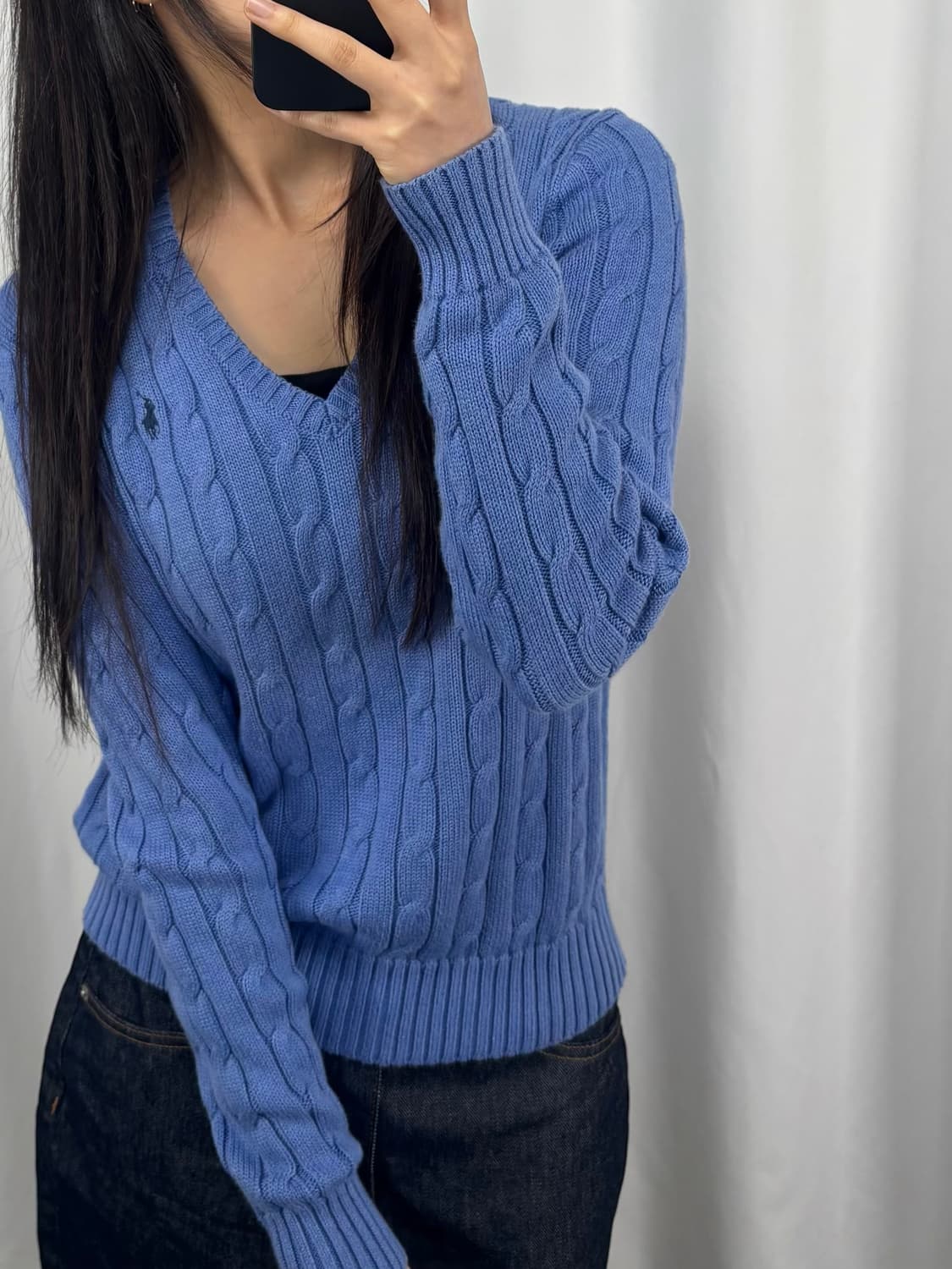 폴로 블루 꽈배기 니트 상품이미지1