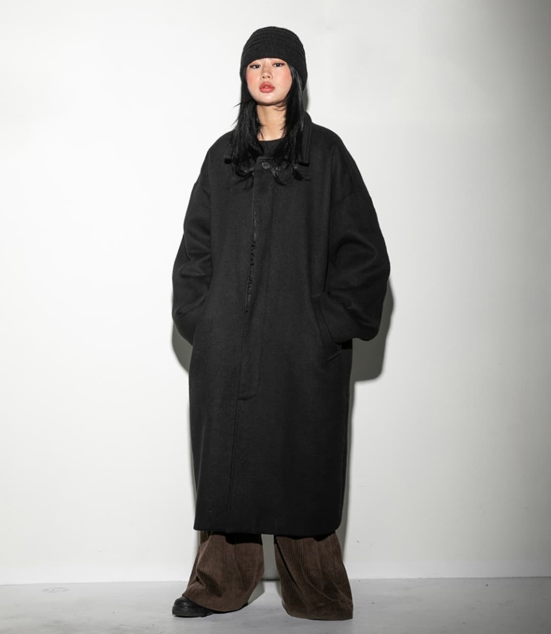 플레어업 발마칸 롱 코트 블랙 상품이미지1