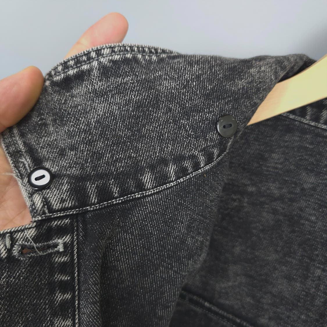 FMJIALIE 워싱 데님 카고 베스트 블랙 M 상품이미지5